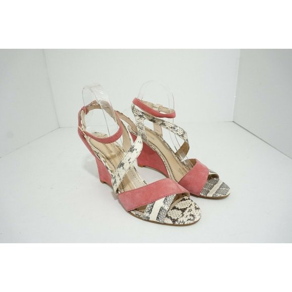 Pour La Victoire Briella Pink Suede Marble Snake Women's Wedge Heels Sandals 10 - Picture 8 of 9